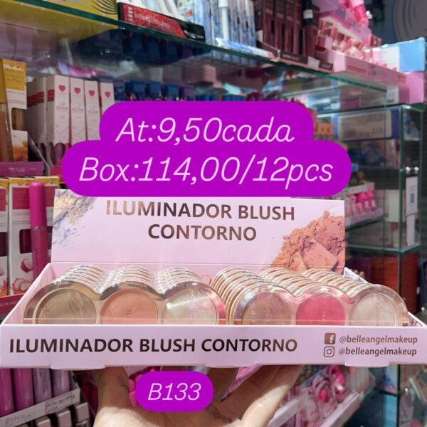 B133- Iluminador blush e contorno 3 em 1
