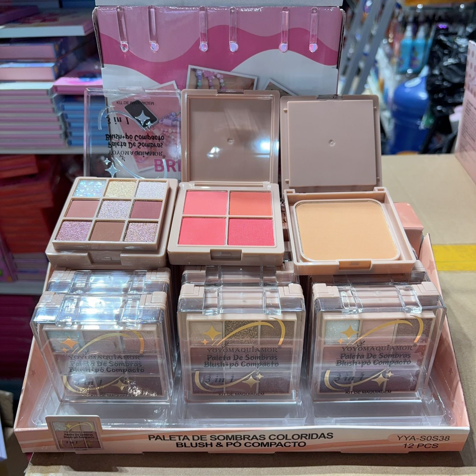 YYA-S0S38 paletas trio sombra blush pó compacto box/12psc