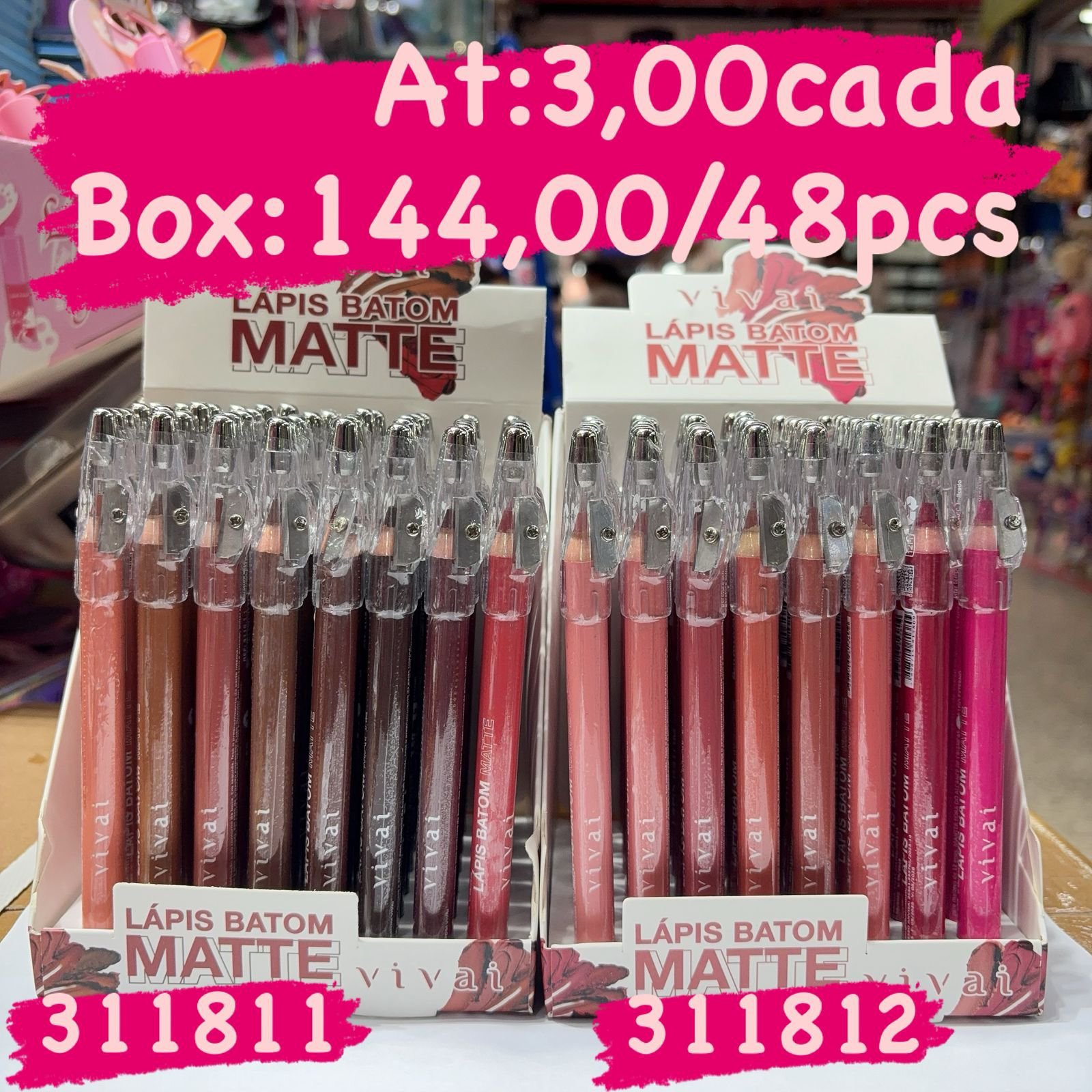 lápis batom matte vivaí box/48pcs