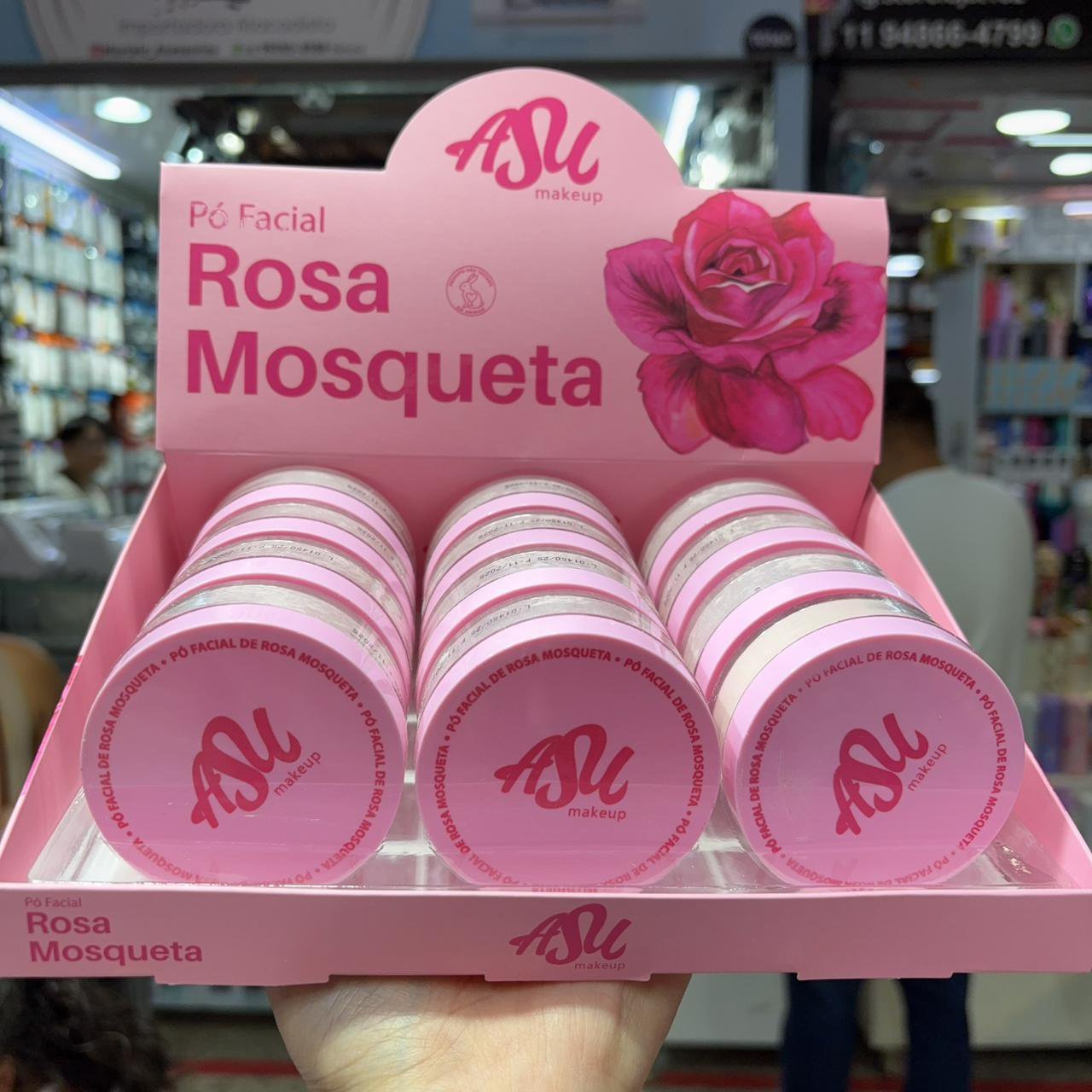 pó solto rosa mosqueta asu make box/12pcs