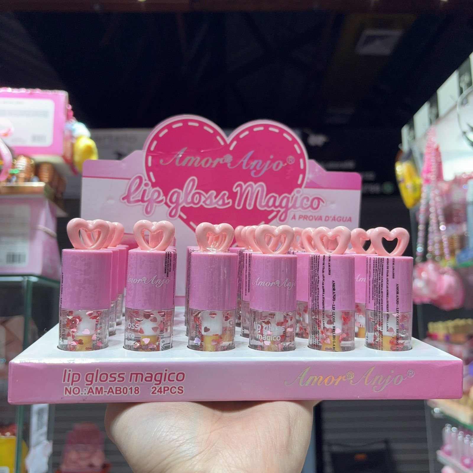 AMAB018 Lip Gloss mágico amor e anjo box/24pcs