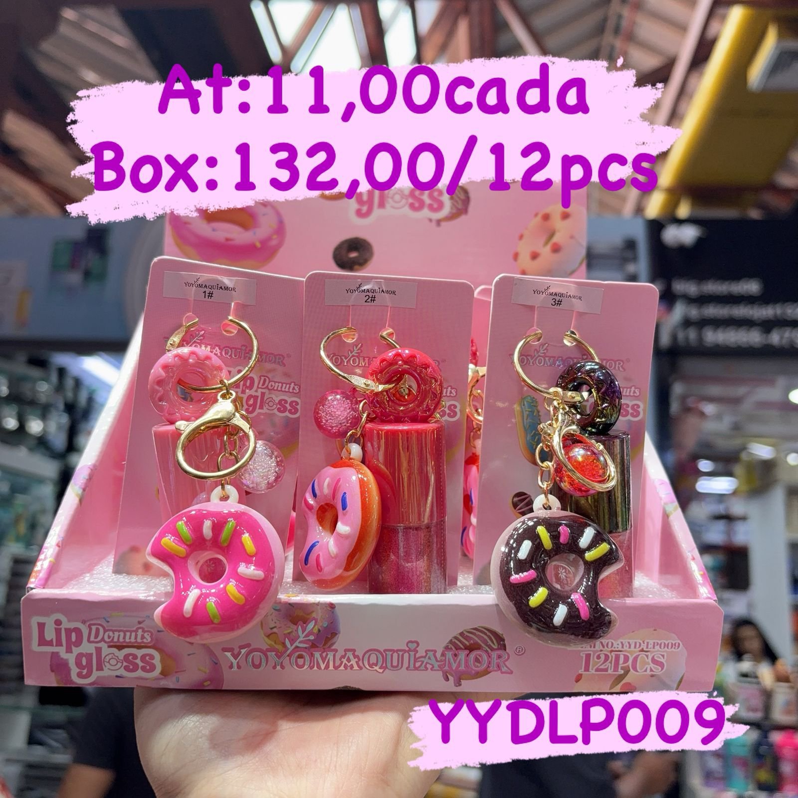 YYDLP009 Lip Gloss Donuts box/12pcs