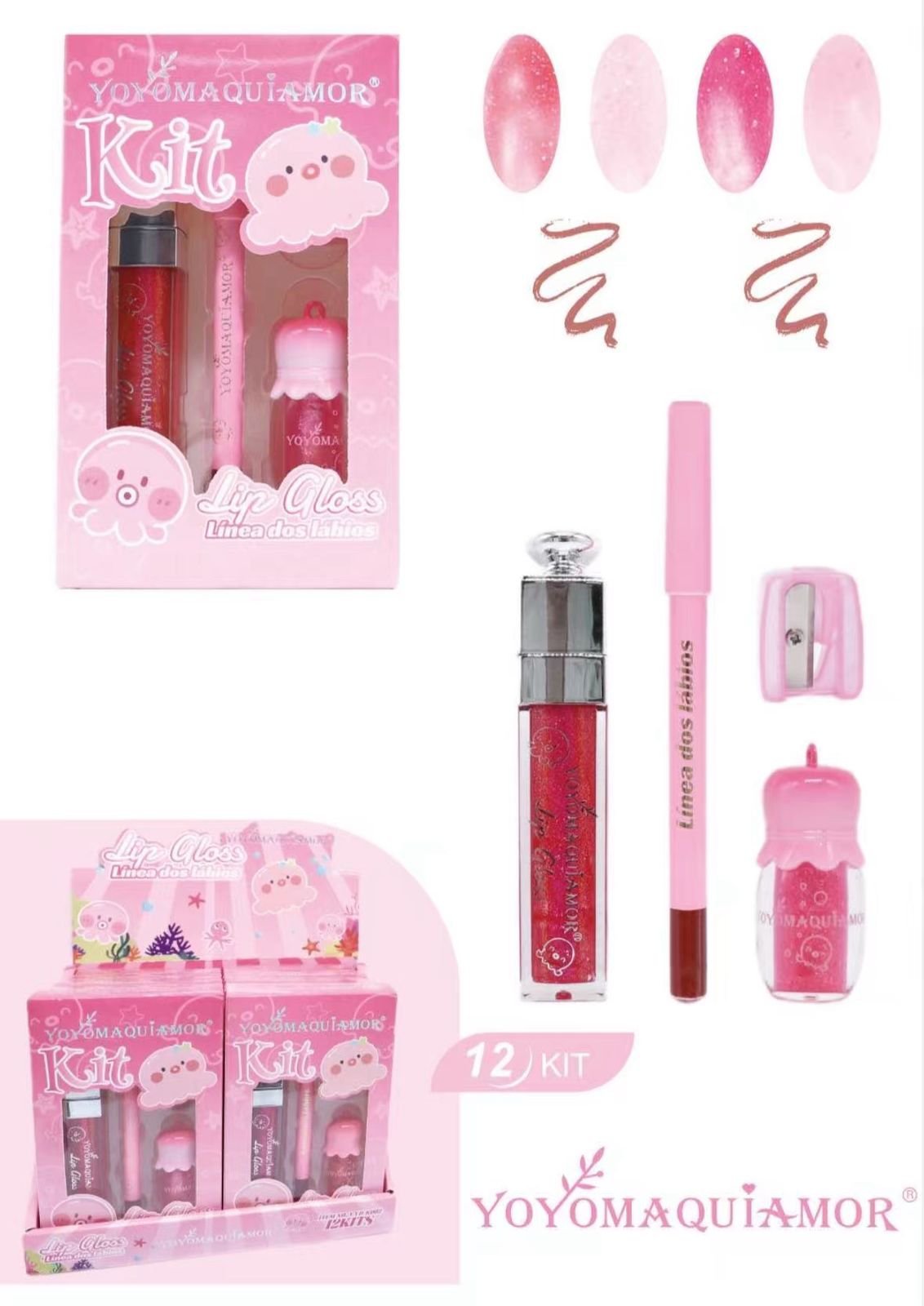 YYDK002 kit Lip Gloss yoyomaquiamor box/12 pcs