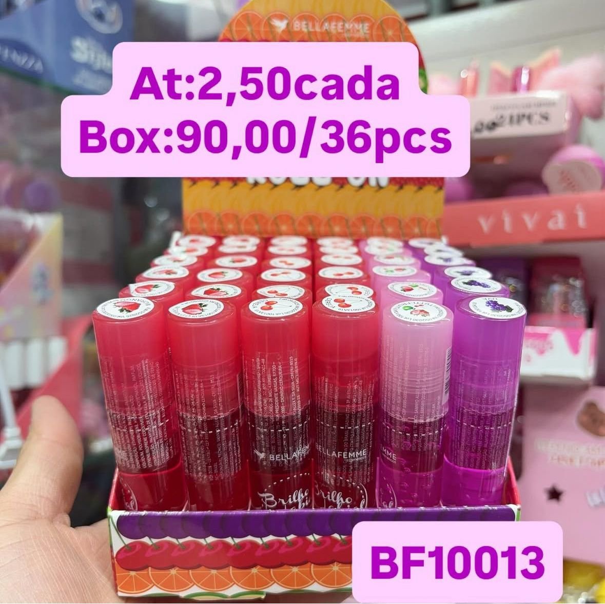 BF10013 brilho labial box/36pcs
