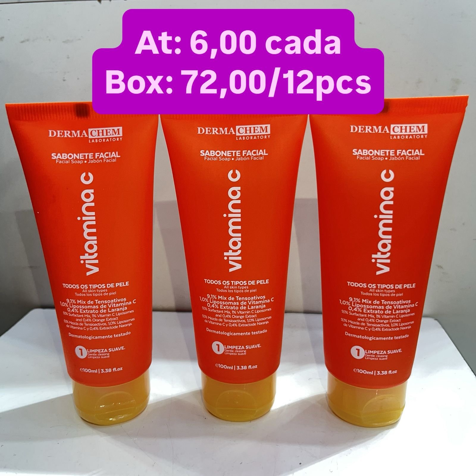 Sabonete facial vitamina C dermachen box/12pcs