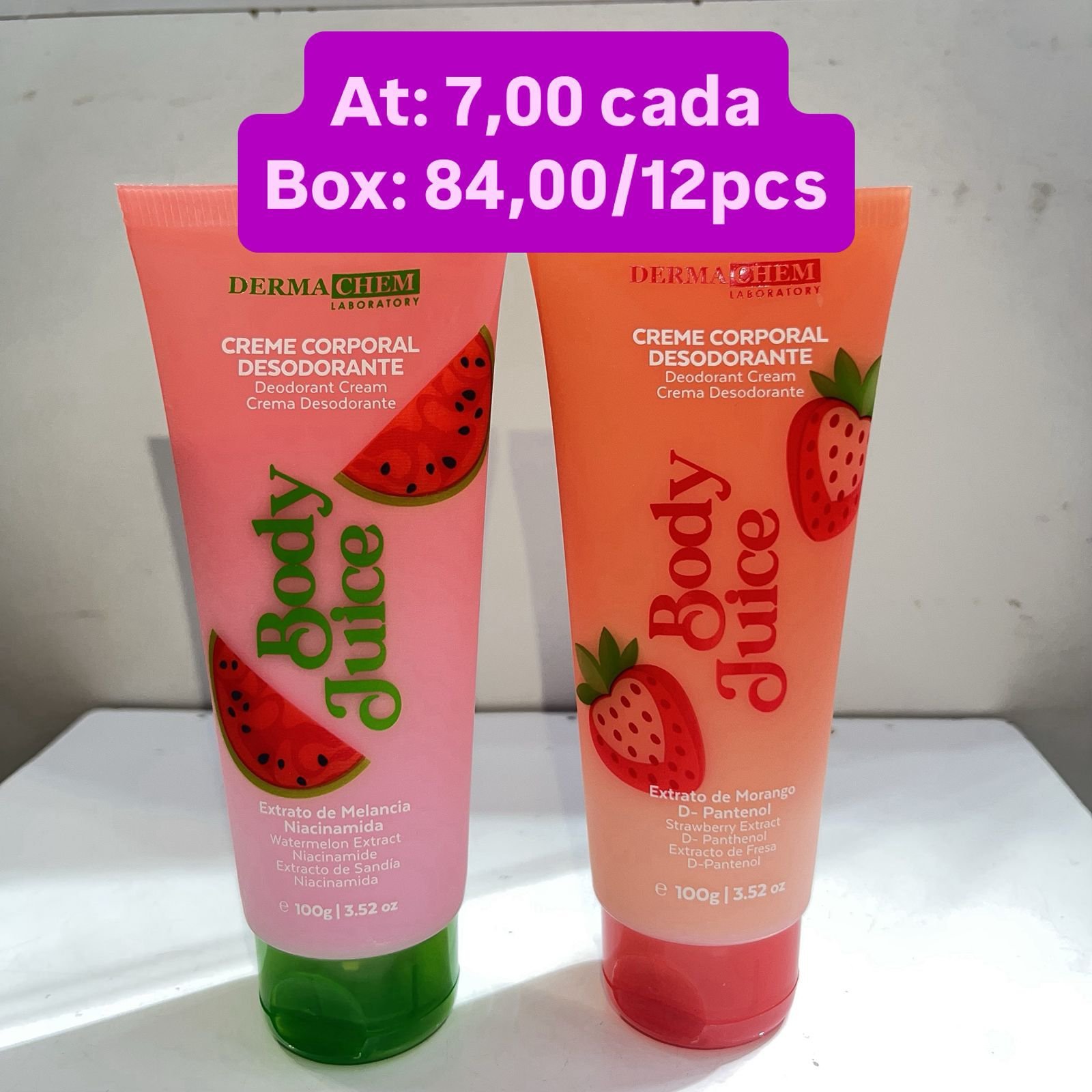 creme corporal melancia/morango dermachen box/12pcs