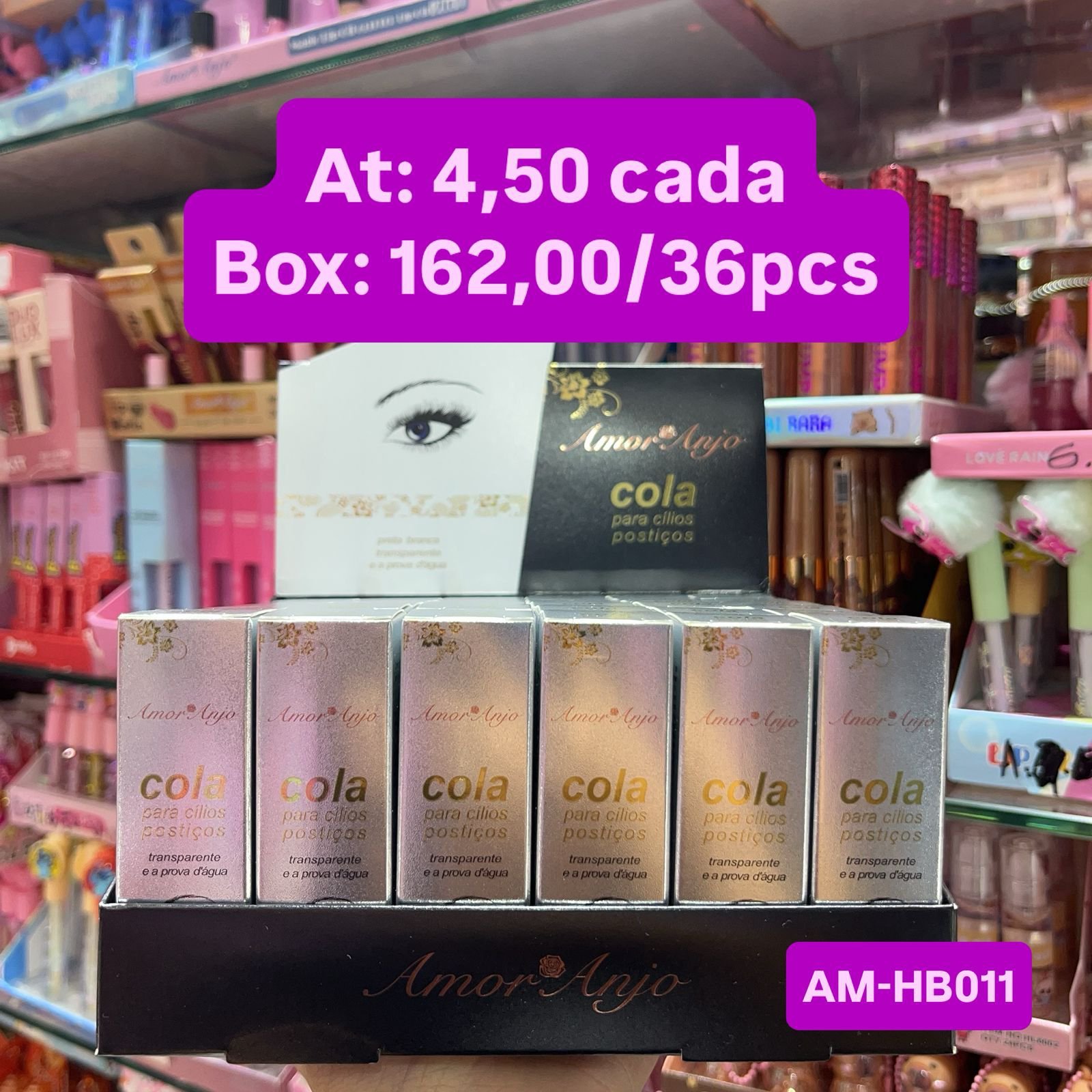 AM-HB011 cola transparente amor e anjo box/36pcs