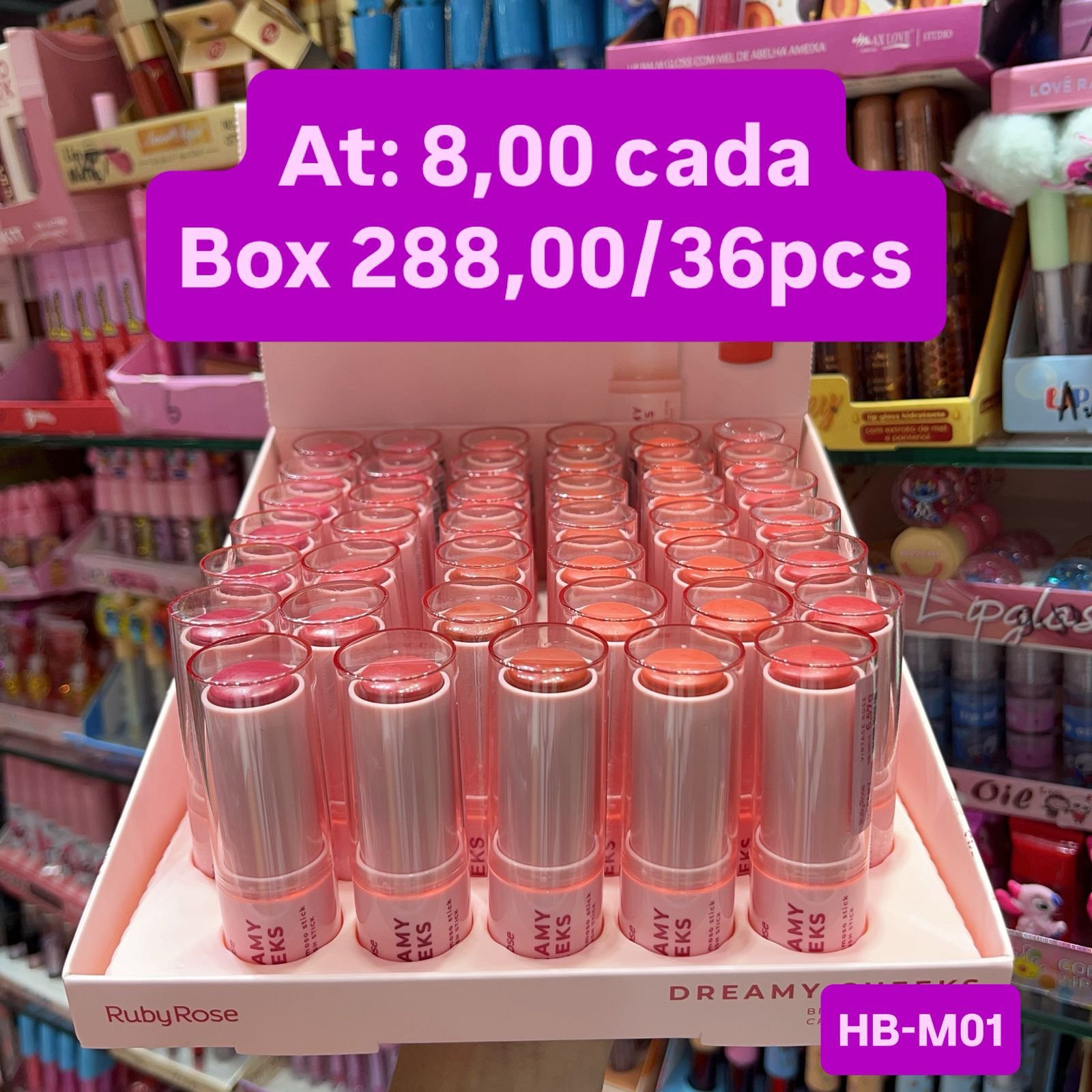 HBM01 blush bastão  Ruby rose box/36pcs