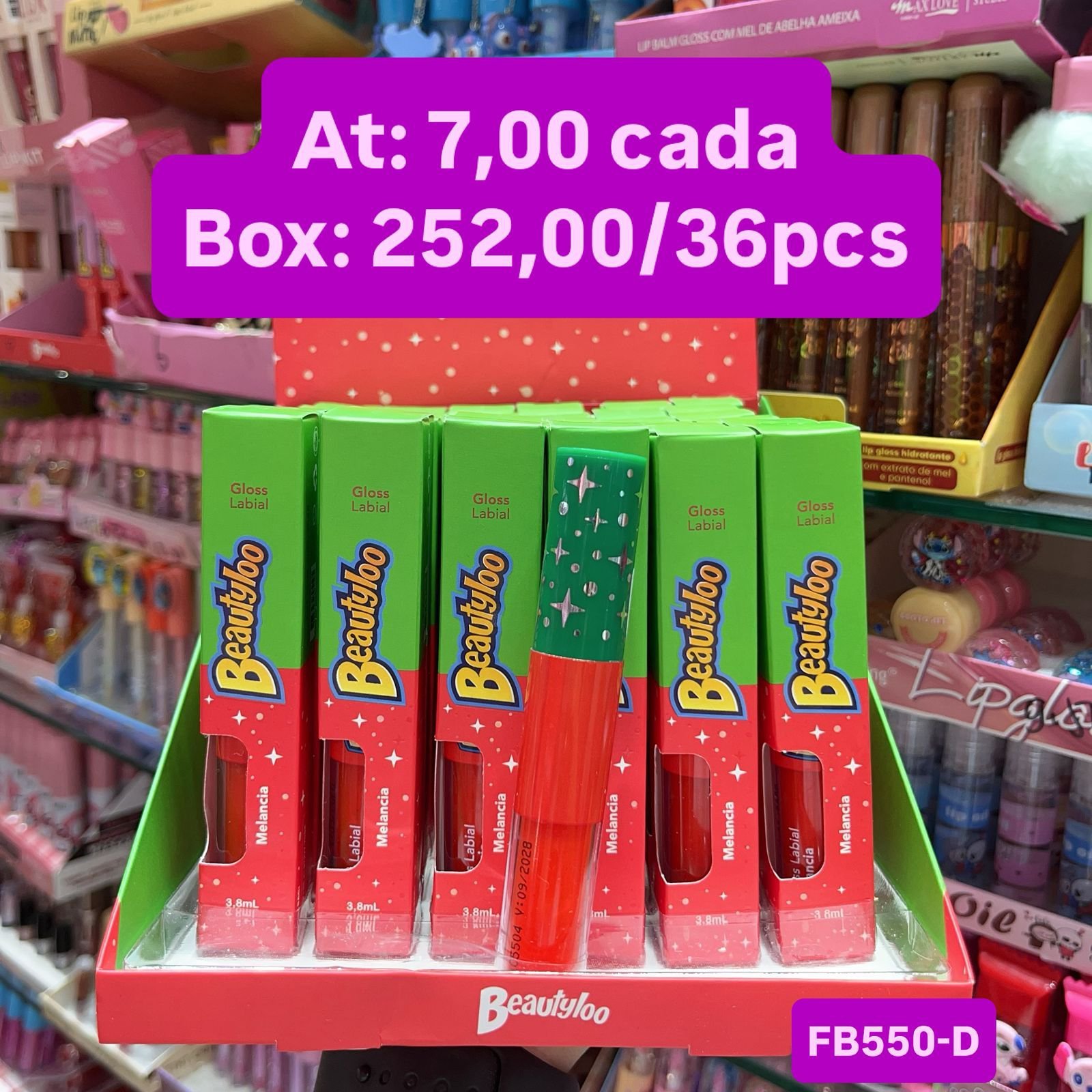 FB550D Gloss melancia beautyloo box/36pcs