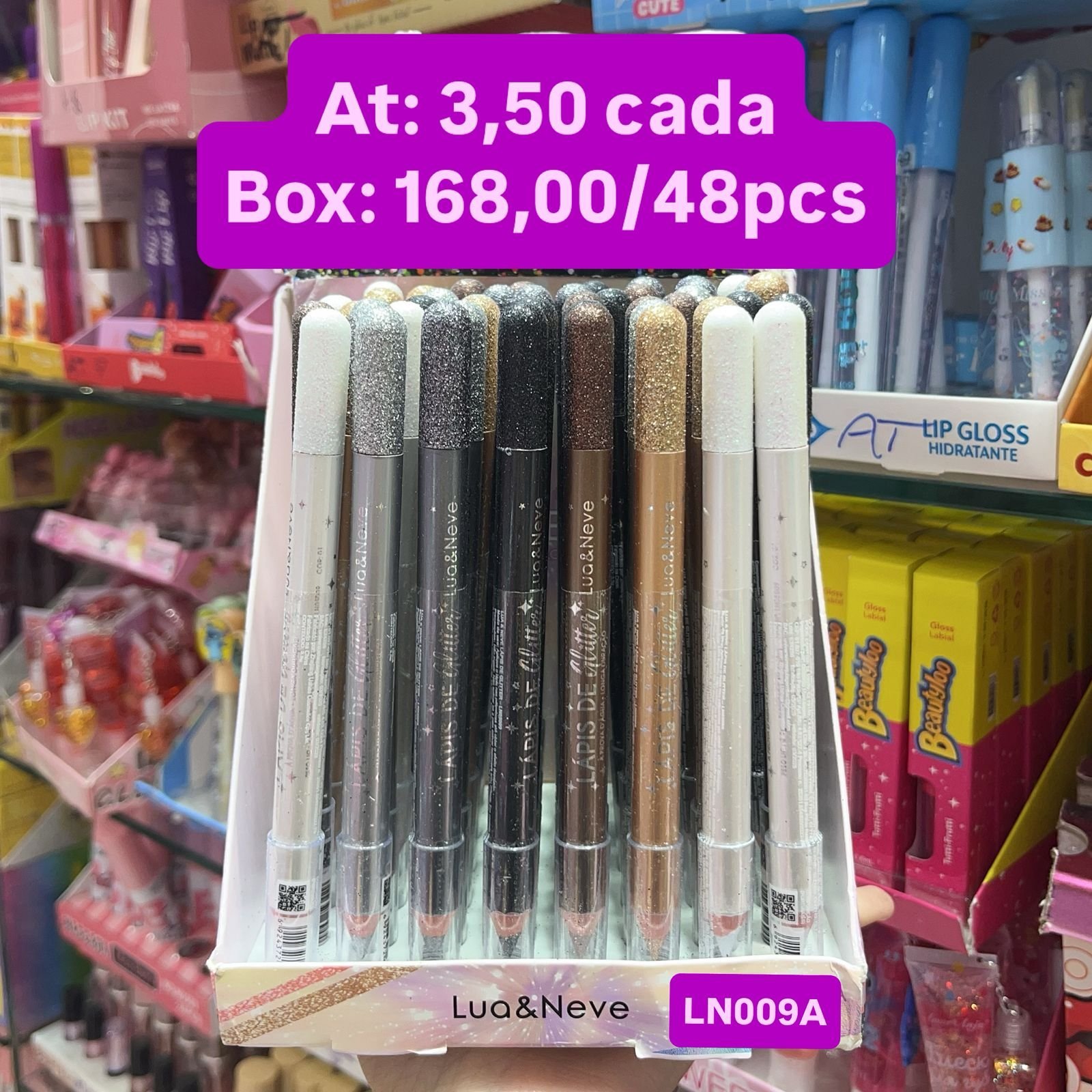 LN009A Lápis de Glitter lua e neve box/48pcs