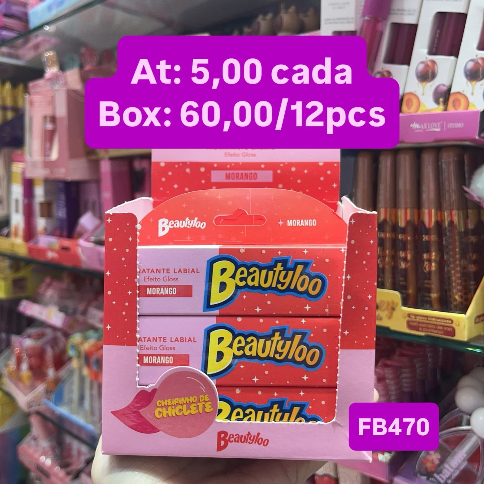 FB470 hidratante labial morango Beautyloo box/12pcs