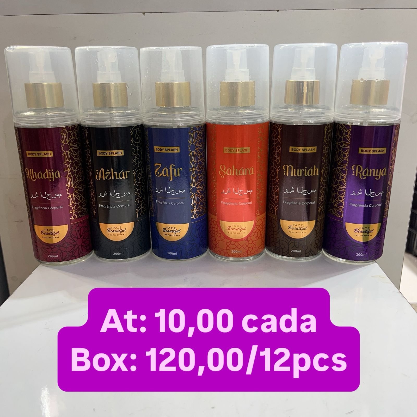 Body Splash Face beauty árabe box/12pcs