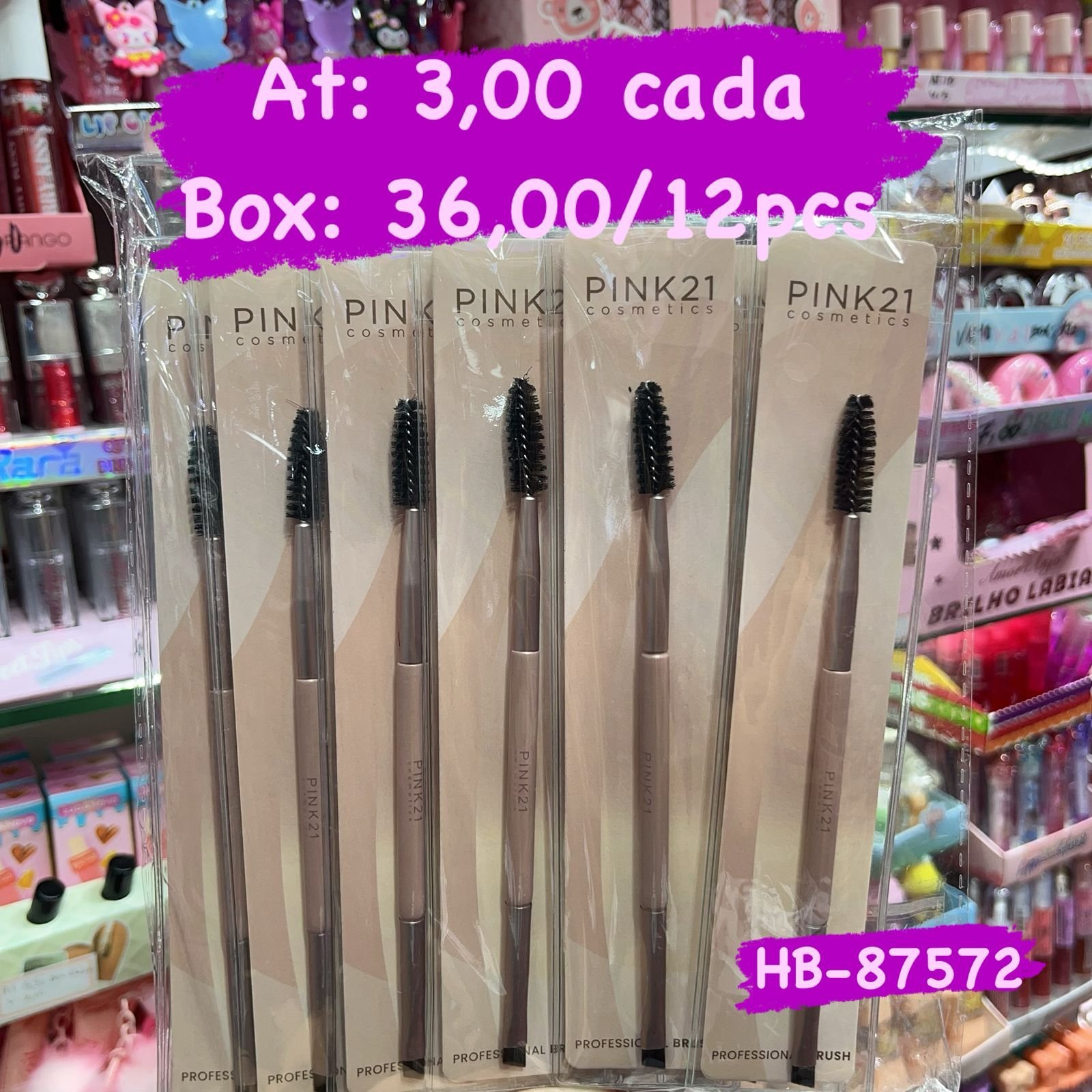 HB-87572 pincel para sobrancelha box/12pcs