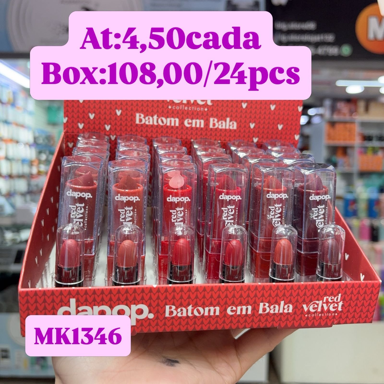 MK1346 batom red Velvet Dapop box/24pcs