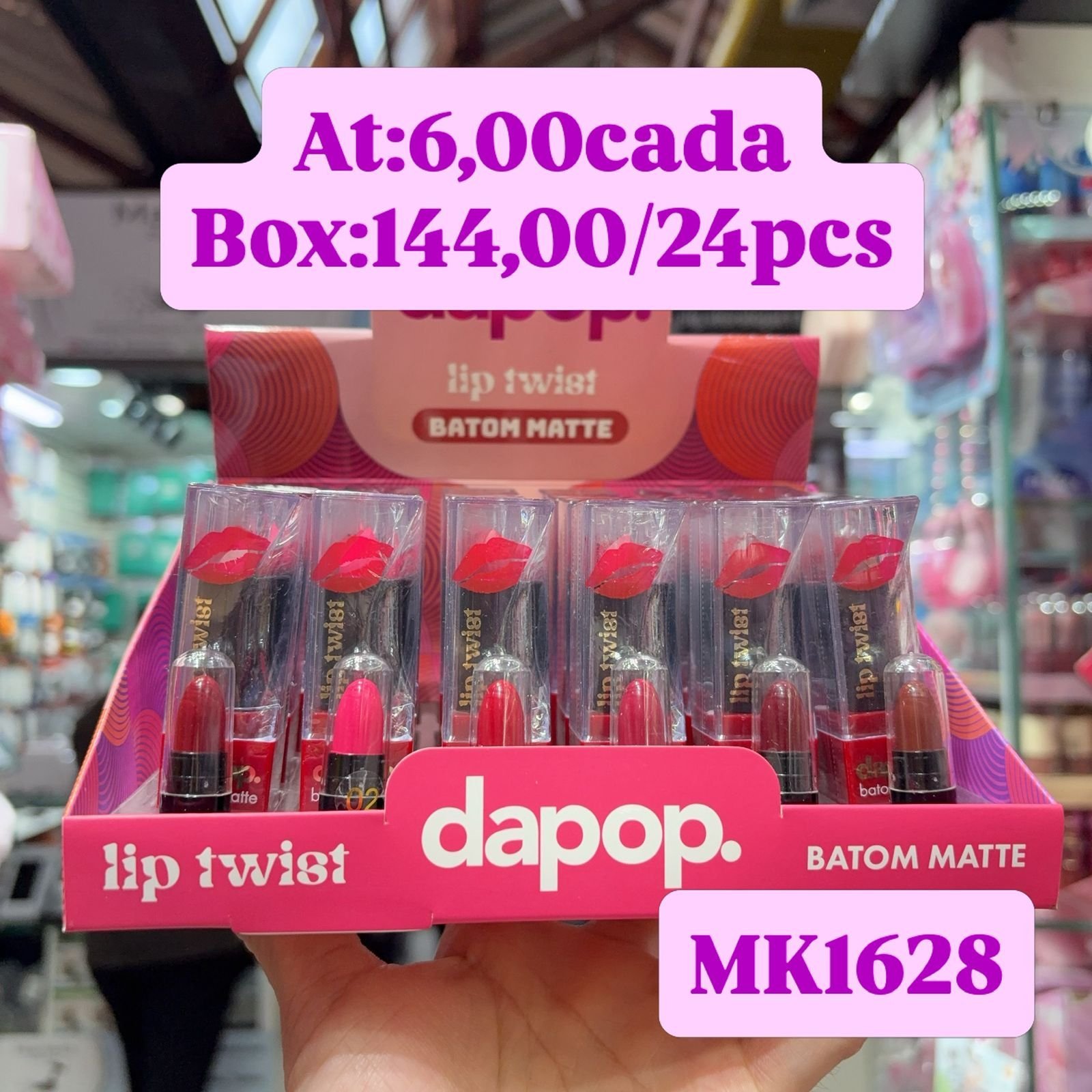 MK1628 batom matte Dapop box/24pcs