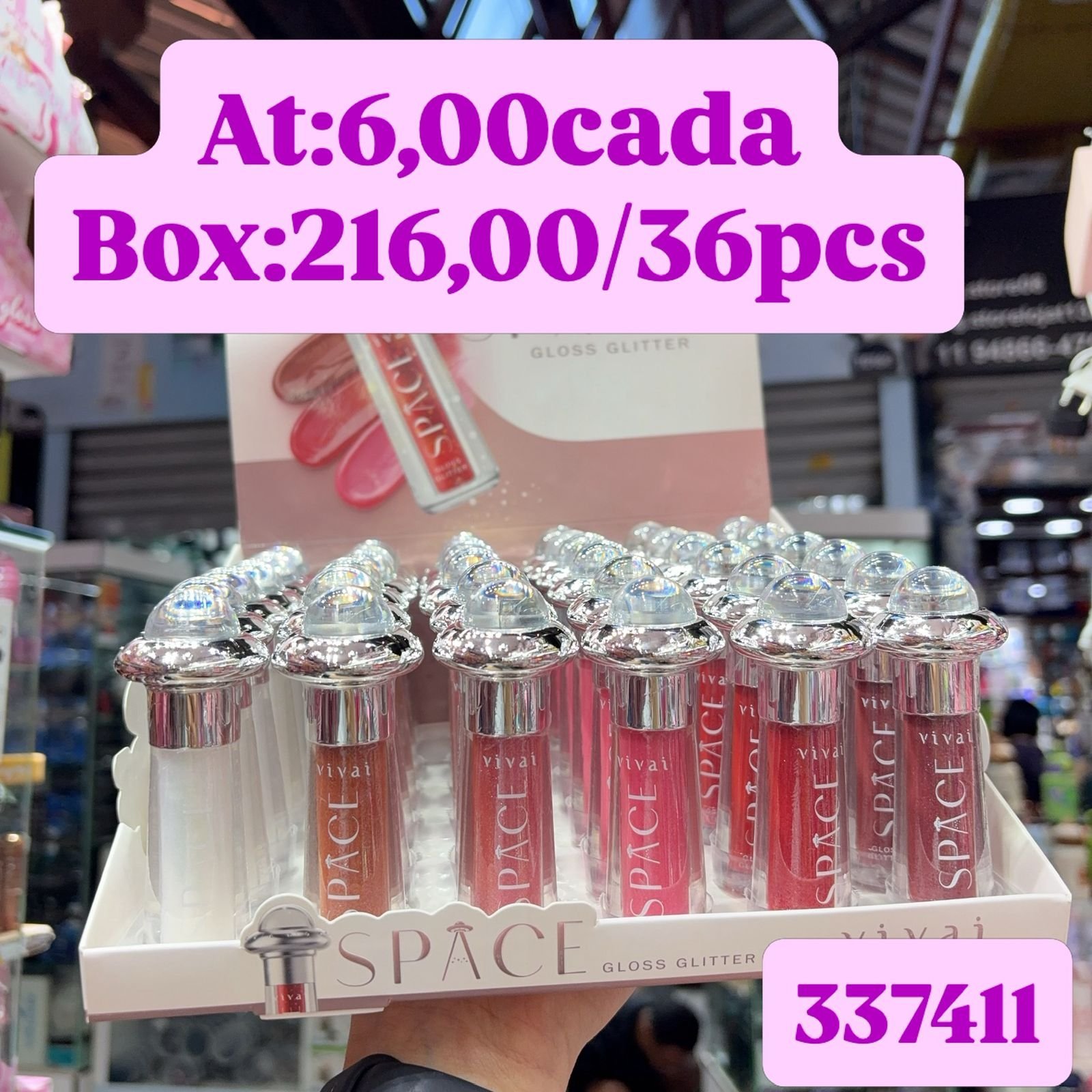 337411 space gloss glitter vivai box/36pcs