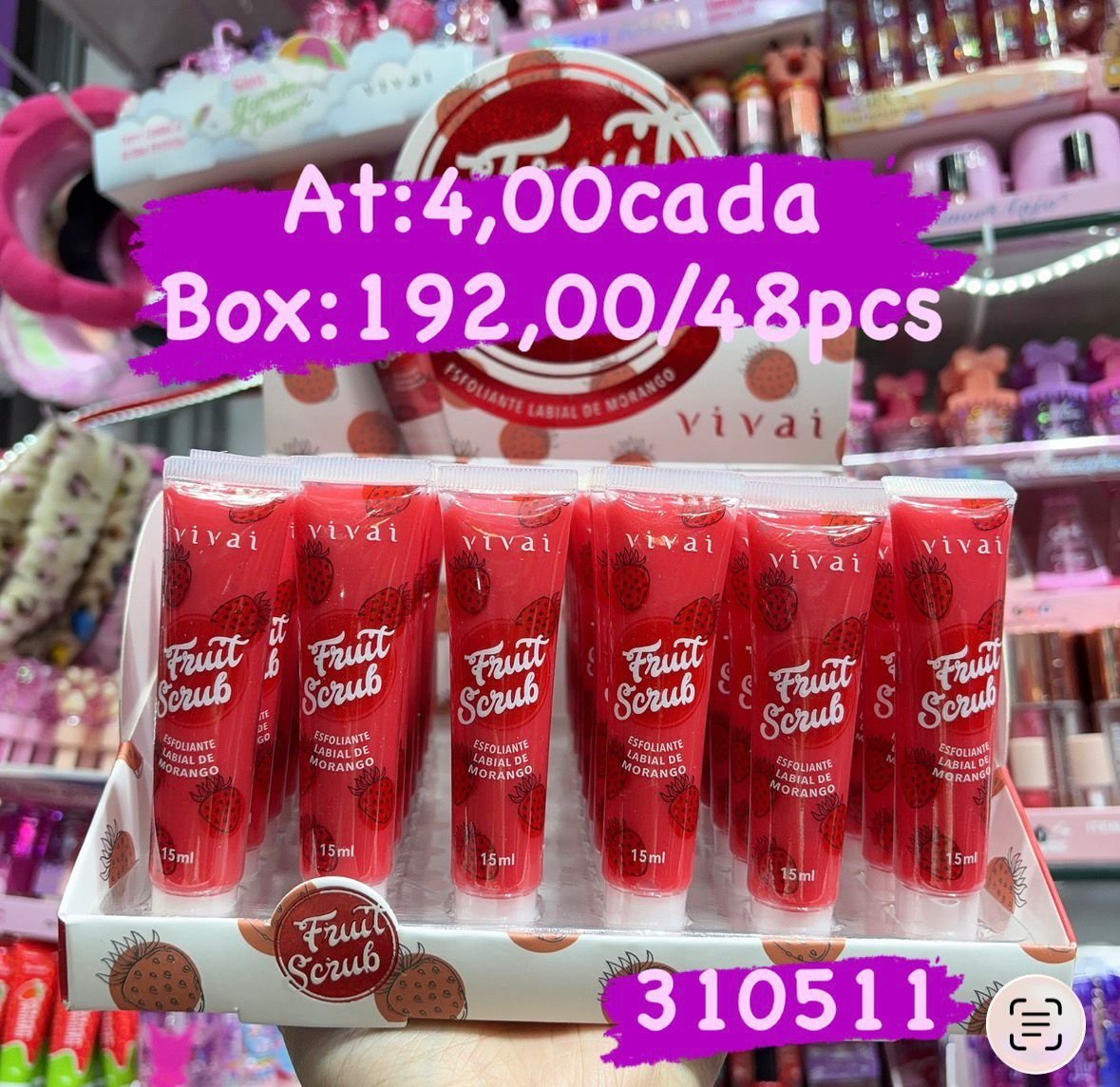 310511 esfoliante labial morango box/48pcs