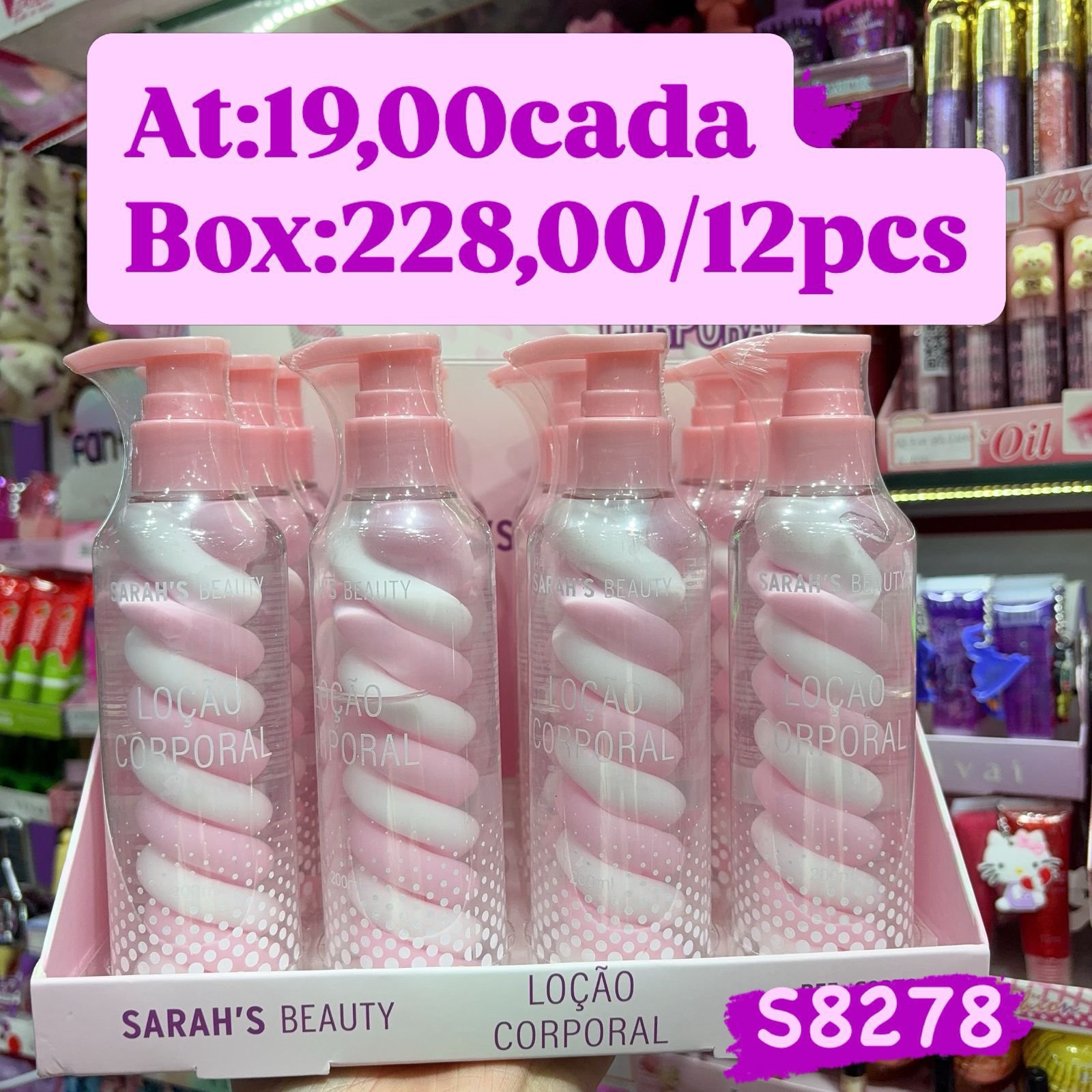 S8278 hidratante corporal sarah's beauty box/12pcs