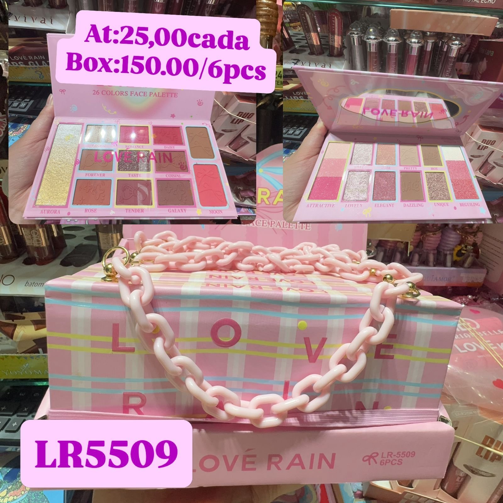 LR5509 bolsinha paleta love rain box/6pcs