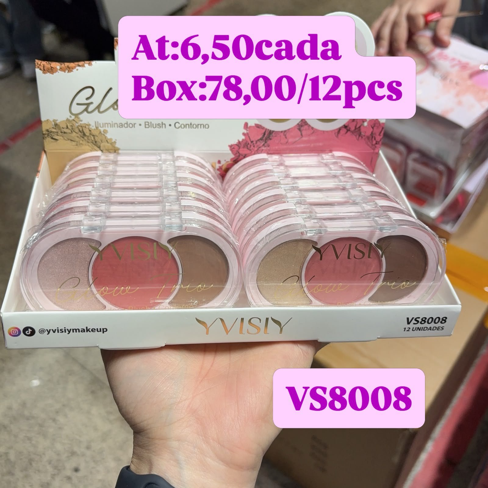 VS8008 blush contorno iluminador box/12pcs