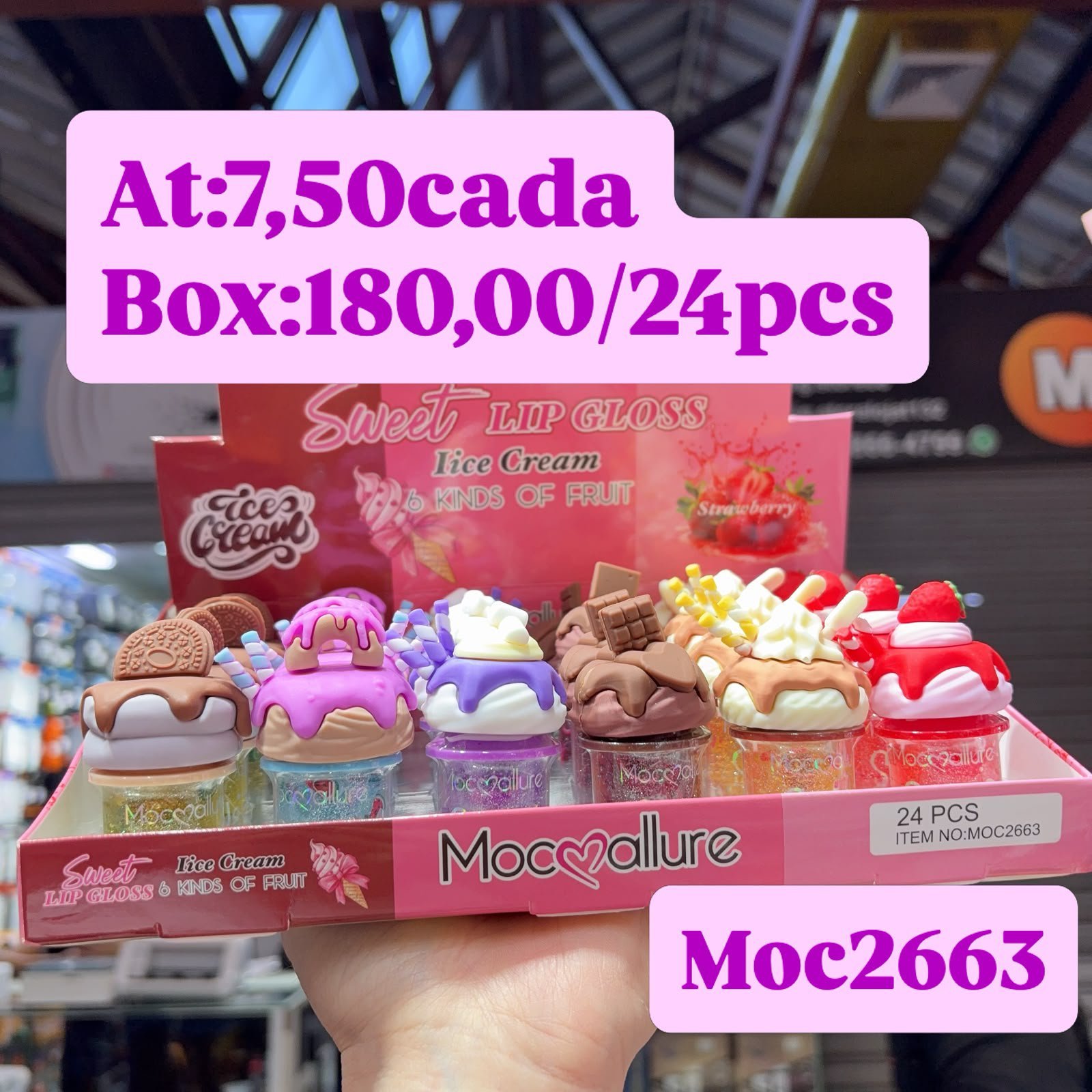 Moc2663 Lip Gloss sorvetinho box/24 pcs