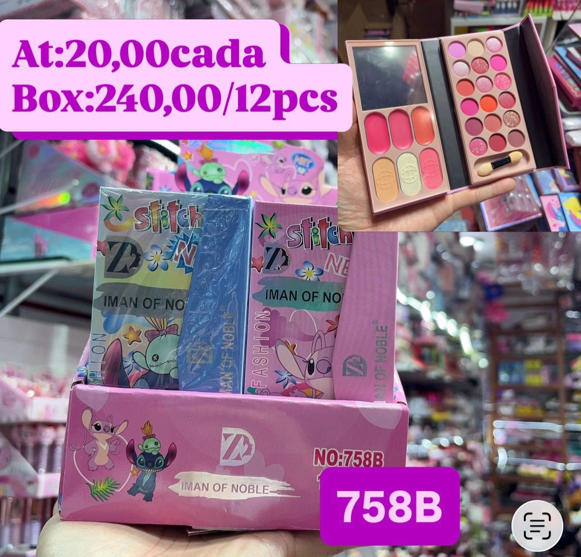 758B kit maquiagem Stitch box/12pcs