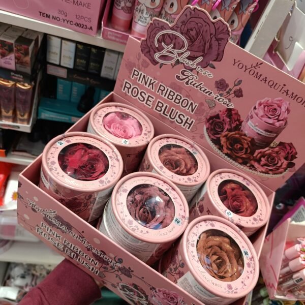 YYC0038 Rose blush pink ribbon Yoyo box/6pcs