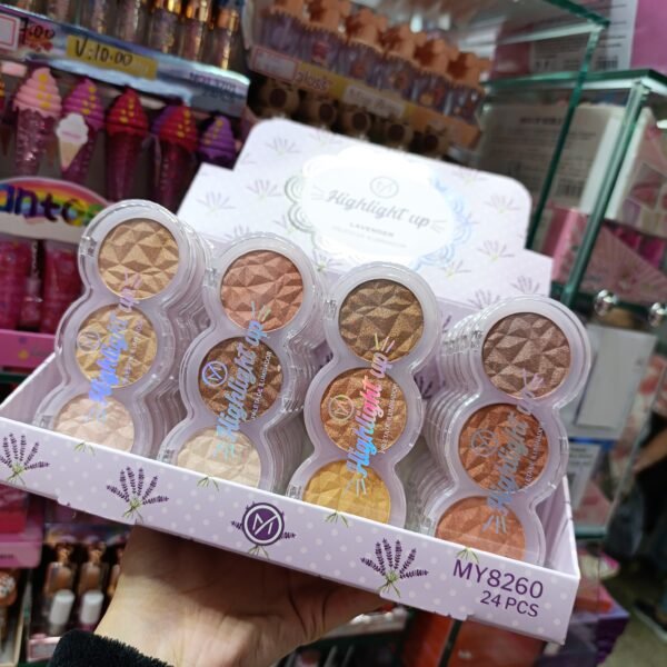 MY8260 paleta iluminador 3em1 highlight UP box/24pcs