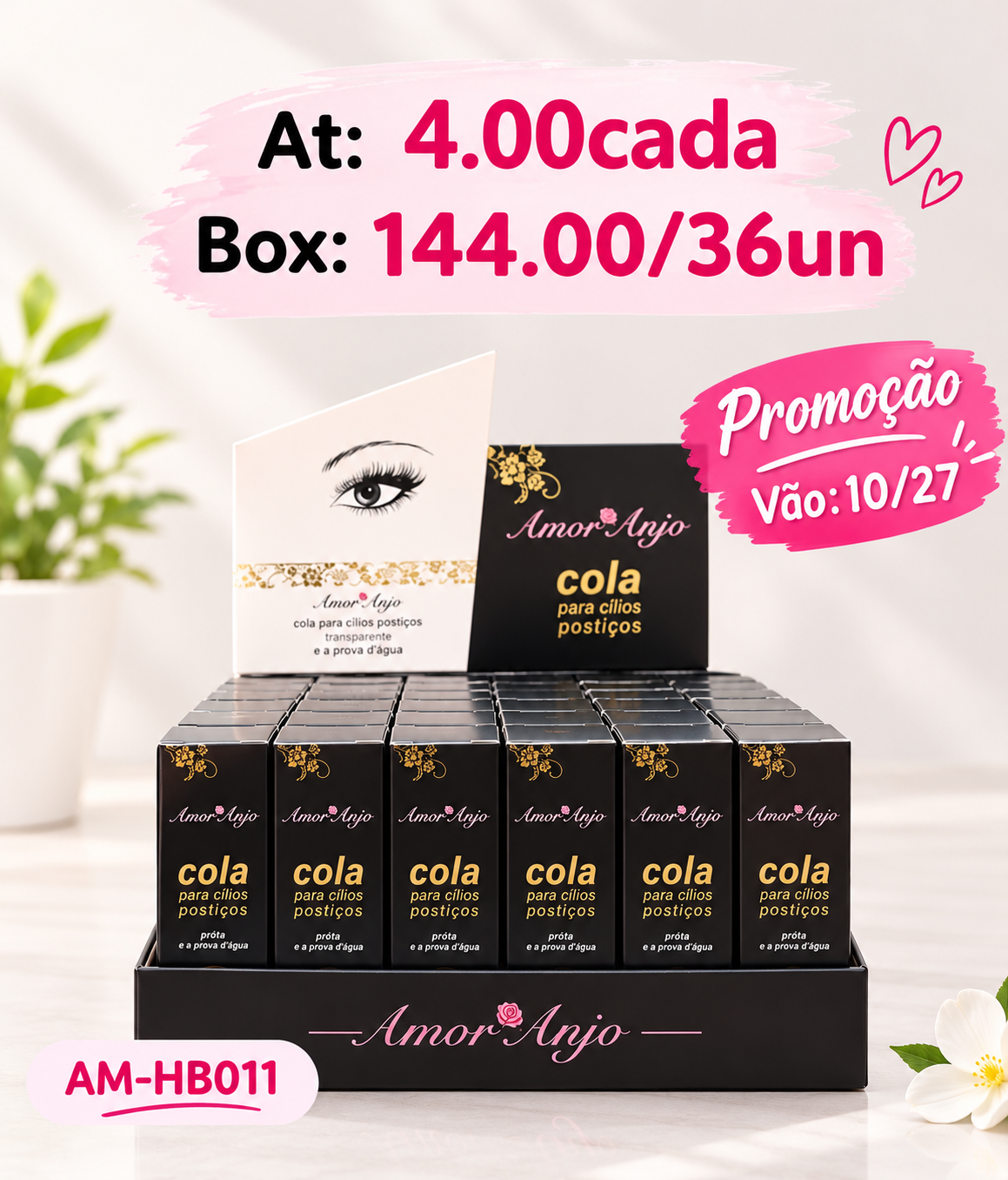 AM-HB0011 cola preta amor e anjo box/36pcs