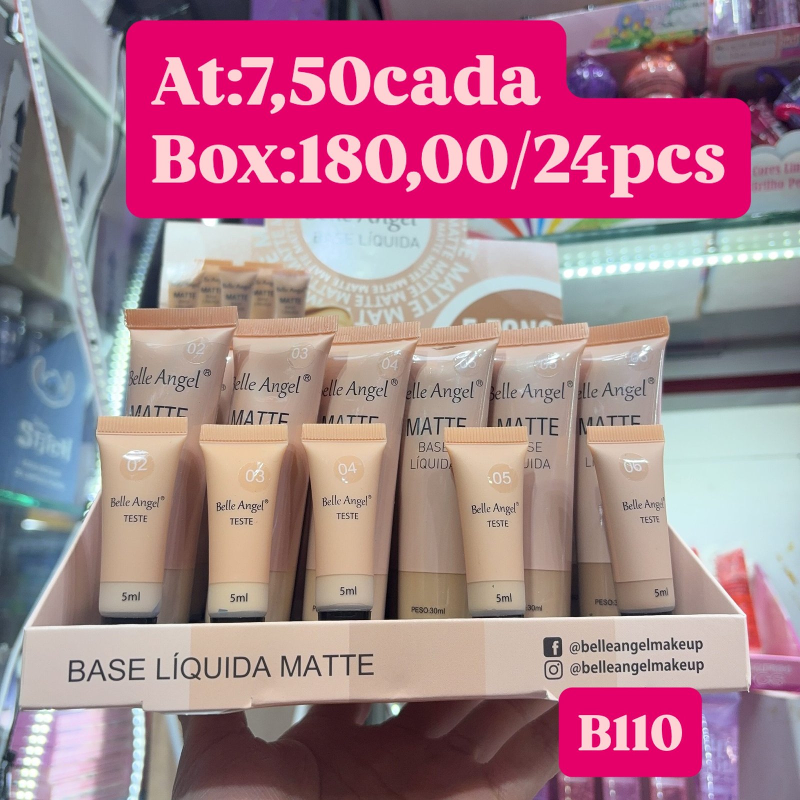 B110 base líquida belle angel box/24pcs