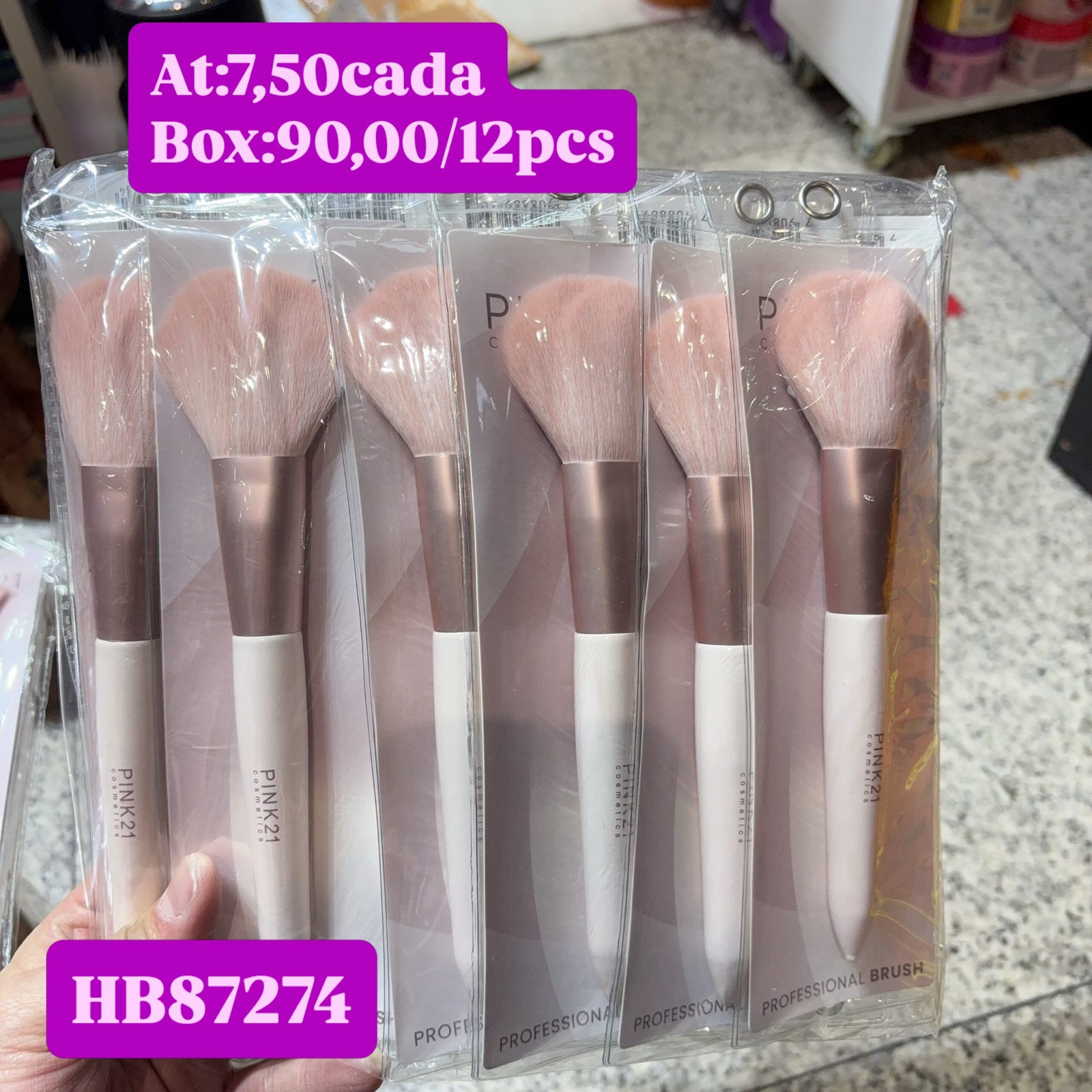 HB87274 pincel para po pink 21 box:12pcs