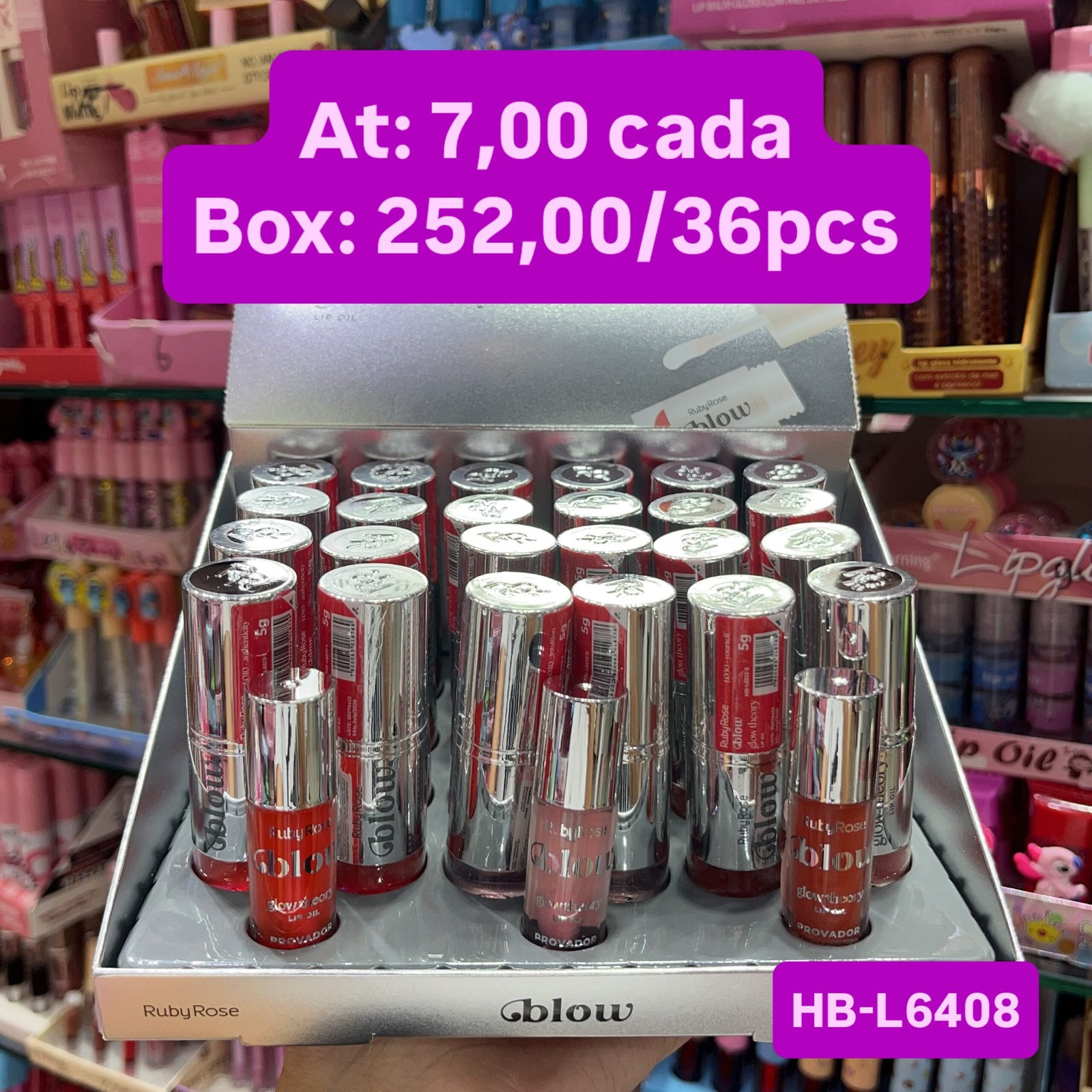 HBL6408 lip oil glow theory ruby rose box/24pcs