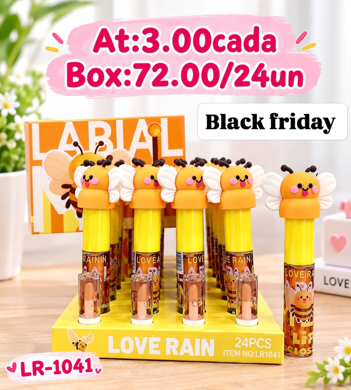 LR1041 Gloss de mel love rain box:24pcs