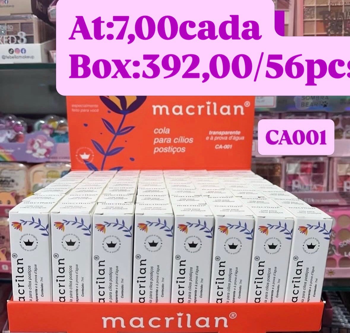 CA001 cola para cílios branco macrilan box/56pcs