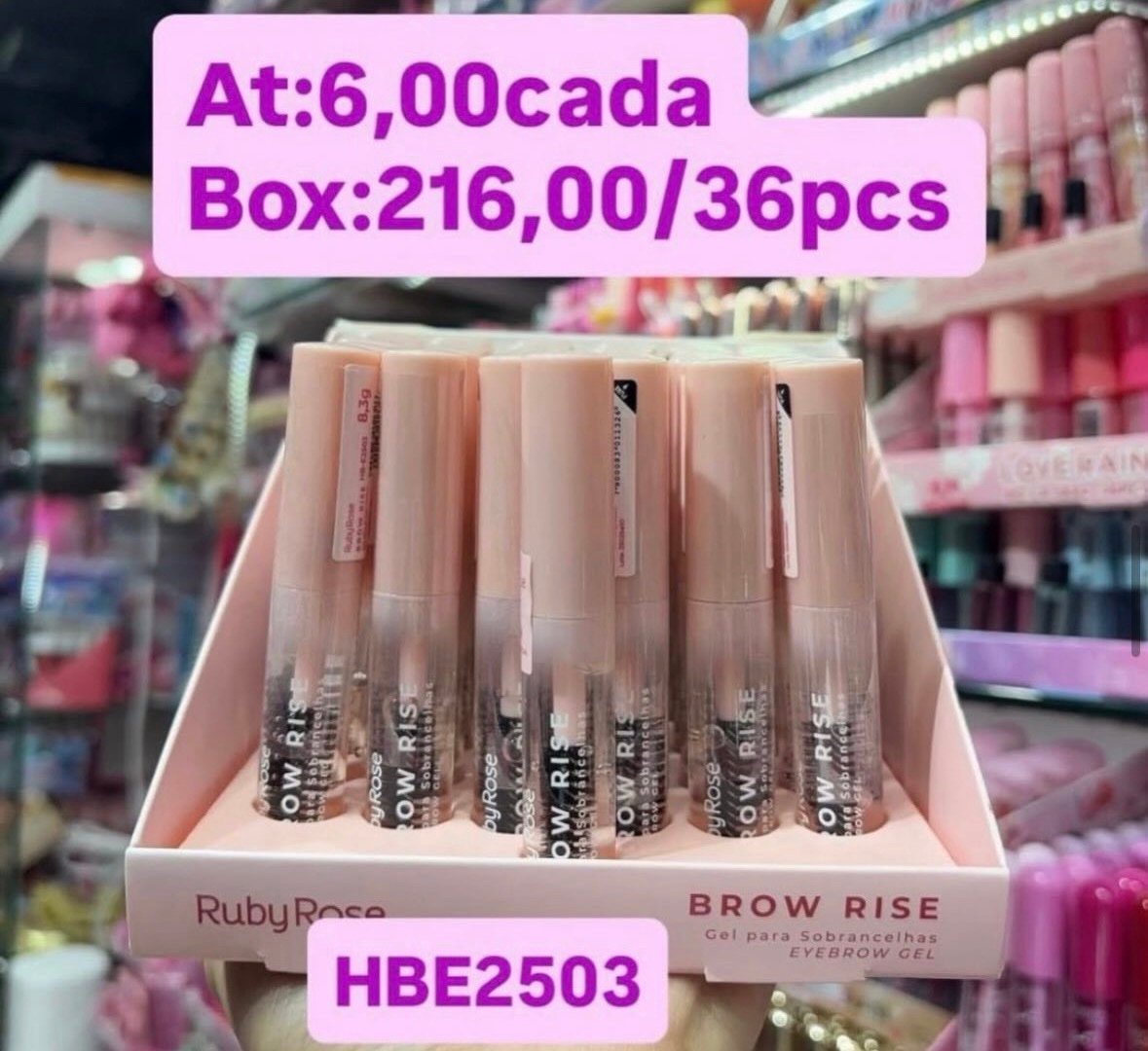HBE2503 gel para sombrancelha ruby Rose box:36pcs