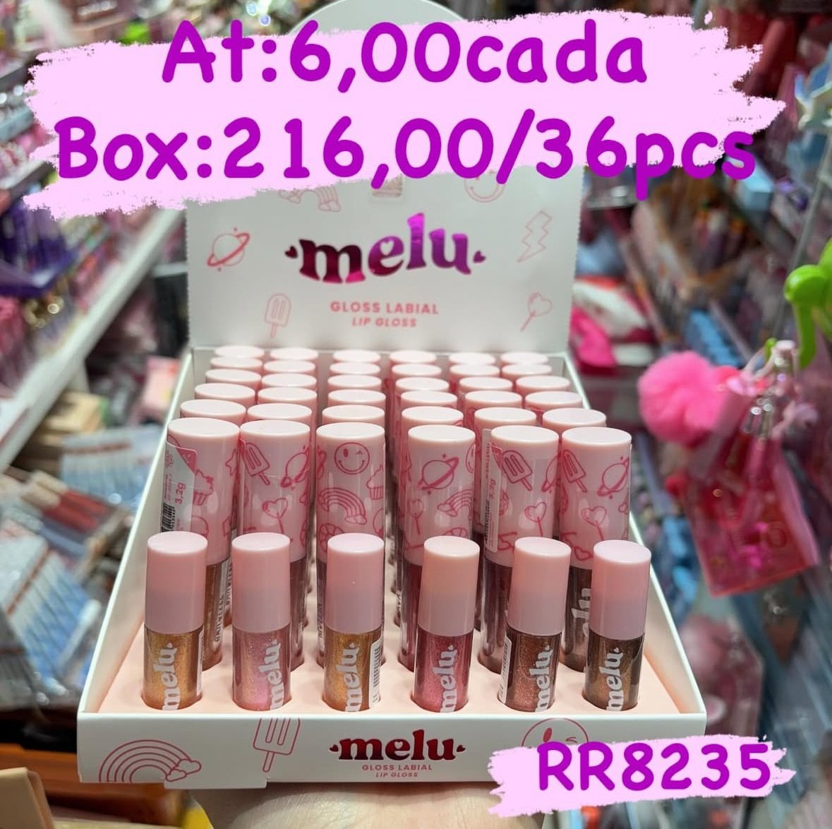 RR8235 lip gloss melu bix/36pcs